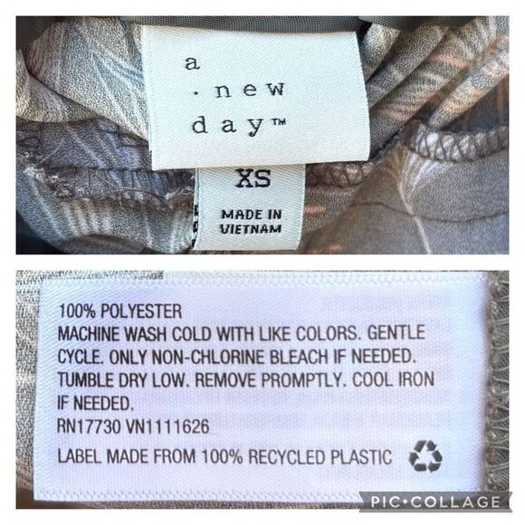 A New Day Olive Green Tropical Print Flowy Wide Leg Palazzo Pants Women’s XSmall - Picture 8 of 8